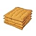 HOMESCAPES Lot de 4 Galettes de Chaise matelassée en Pur Coton Jaune Moutarde 40 x 40 cm