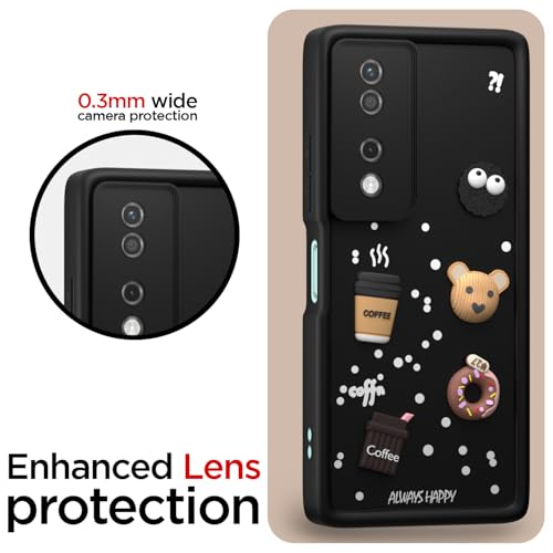 Image of Pikkme Back Cover for Honor X7B 5G | Cute Fun Cartoon 3D Bear Silicone Full Body Protection Bumper Case (Black)