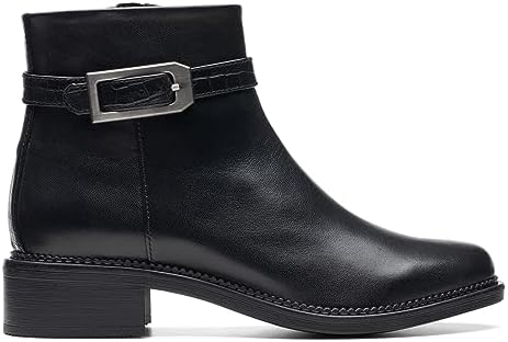 Clarks Women's Maye Grace Fashion Boot, Black Leather, 7.5 | Image 1