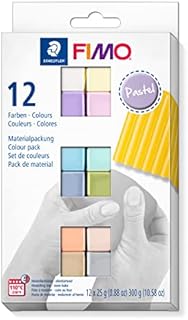 STAEDTLER 8023 C12-3 FIMO Soft Oven-Hardening Polymer Modelling Clay - Assorted Pastel Colours (Pack of 12 x 25g Blocks)