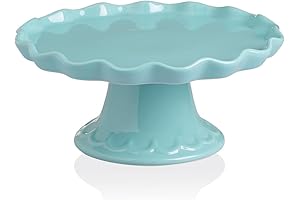 Sweejar 10-Inch Porcelain Cake Stand in Eye-Catching Turquoise