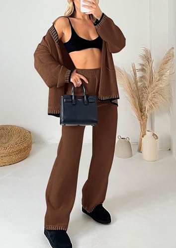 PRETTYGARDEN Lounge Sets for Women Fall 2025 Loungewear 2 Piece Outfits Cardigan Sweaters Track Suit Matching Winter Clothing