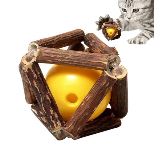 Giocattolo da masticare per gatti da interni, calmante e interattivo, in legno naturale, giocattolo da masticare per dentizione, per razze piccole e grandi, soggiorno, balcone, cortile, giardino
