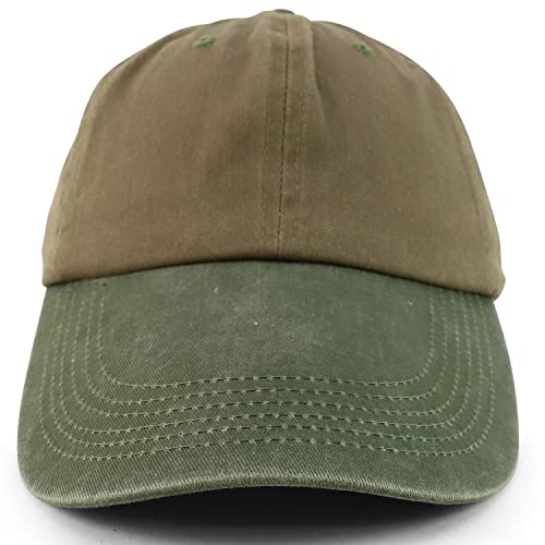 Armycrew 4 Inch Long Bill Pigment Dyed Washed Cotton Baseball Cap - Khaki Green #TOP2