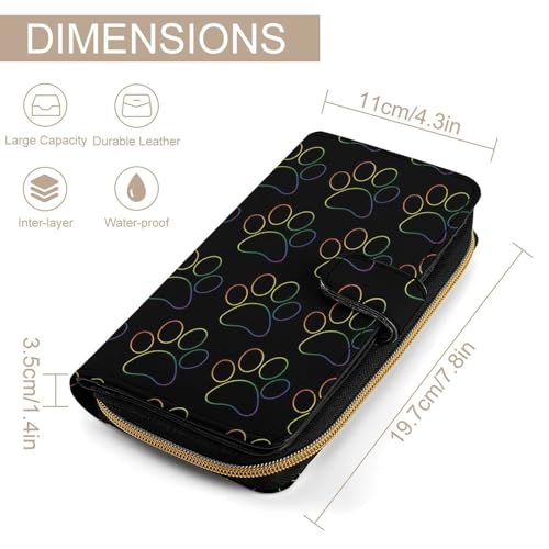 Rainbow Paw Print Funny RFID Blocking Wallet Slim Clutch Organizer Purse with Credit Card Slots for Men and Women2