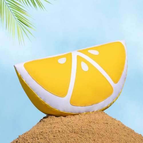 Phantoscope Fruit Outdoor Shaped Pillow Series Lemon Wedge Shaped Waterproof Outdoor Throw Pillow with Leather Decorative Cushions for Fun Home Decor for Patio Pool Yellow 9.5 x 18 inches