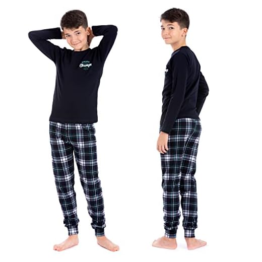 LOREZA ® Pijama de niño, Manga Larga, 100% algodón Interlock a Cuadros (140-146 (10-11 años), Modelo 1)