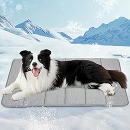ZAKAPAWS Dog Cooling Mat for Large Dogs – 35"x23" Orthopedic Memory Foam Pad for Summer, Hot Weather & Joint Relief | Washable, Non-Slip Crate Mat for Senior Dogs, Travel & Home (Grey)