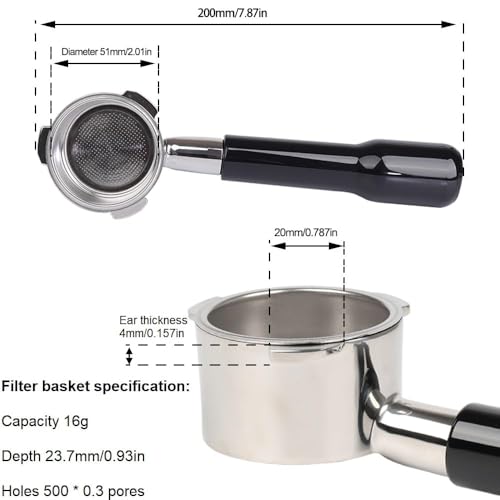 CAPFEI 51mm Bottomless Portafilter Compatible with CASABREWS CM5418, 3700Essential, Mr. Coffee Espresso and Cappuccino Machine, Wirsh, Gevi Espresso | 51mm portafilter 3 ears with Prongs Thickness 4mm by CAPFEI - Image 5