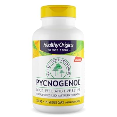 Healthy Origins Pycnogenol 100 mg Natures Super Antioxidant, Non-GMO, Gluten Free, Cardiovascular Support, 120 Veggie Caps