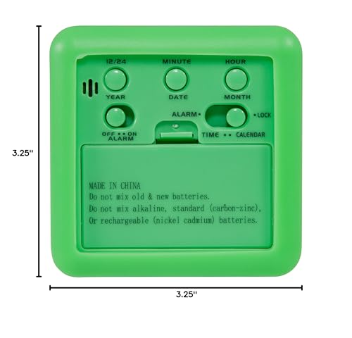 Equity 70911 Digital Green Silicone Cube Alarm Clock with On-Demand Backlight
