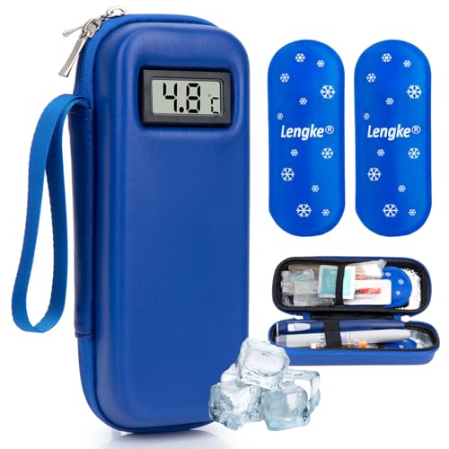 SUNMON Nevera Medicamentos Portátiles con Indicador Temperatura, Enfriador de Estuche insulina con 2 Bolsas de Hielo Aprobado por la TSA, Bolsa Termica Insulina para Viajes Cortos