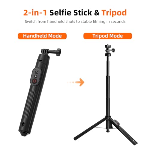 Raywowo 59" Selfie Stick Tripod with Remote for Action Cameras, Extendable Bluetooth Tripod Stand for GoPro Hero 13/12/11, DJI Osmo Action 6/5 Pro/4, Insta360 X5/X4/Ace Pro, Portable Vlog Stick by RAYWOWO - Image 2