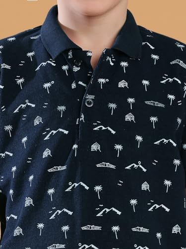 Image of Li'l Tomatoes Boys Cotton Pique Polo T-Shirt | Printed Half Sleeve Casual Summer Wear | Soft & Breathable Fabric | 7-16 Years