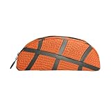 Domoko Trousse à fermeture éclair Orange Sport Ball Basketball Pen Trousse de maquillage Cosmétique
