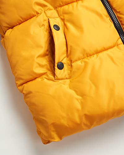 Ixtreme Boys' Winter Jacket - Fleece Lined Bubble Puffer Water Repellent Ski Jacket With Winter Hat, Size 18, Yellow/White/Black #TOP3