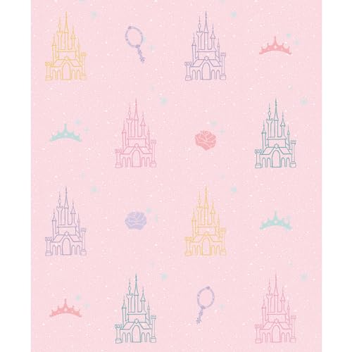 Image of RoomMates Disney Princess Castle Pink Peel & Stick Wallpaper, RMK11779RL