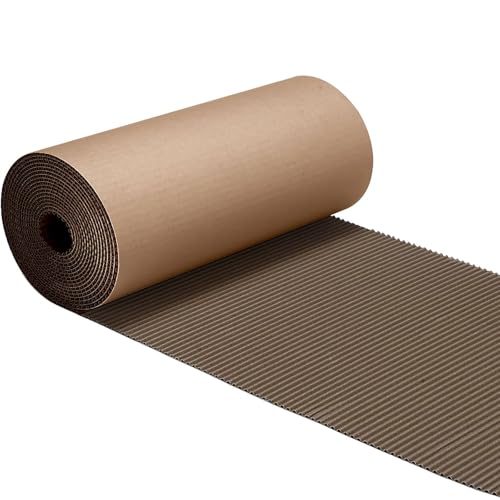 Image of Corrugated Cardboard Sheets Paper Roll, Kraft Cardboard for DIY Crafts Shipping Box and Packing Wrap (Brown 12 x 197 IN)