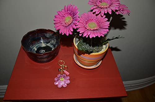 Popfizzy Pink Daisy Keychains For Women Floral Purse Charm Flower Backpack Charm Key Fob Key Chain #TOP7