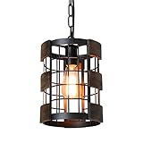 Eumyviv Farmhouse Kitchen Pendant Light 7.8" Circular Industrial Mesh Cage Rustic Chandelier Ceiling