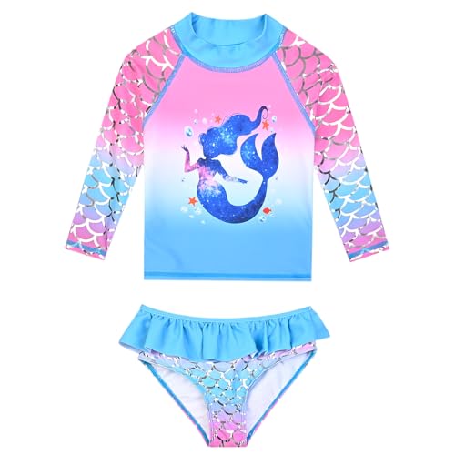 Image of QPANCY Girls Rash Guard Swimwear Swimsuit Bathing Suits UPF 50+ Sun Protection
