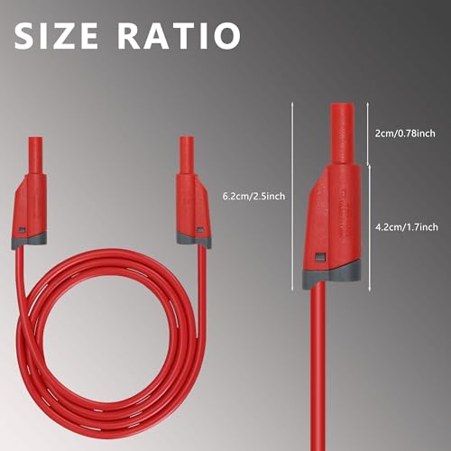 Image of ZIBOO ZB-X13 Stackable Banana to Banana Plug Test Leads,Test Cable Wire for Multimeter,Circuit Testing,4mm Banana Male Plugs Fully Insulated Stackable Shrouded