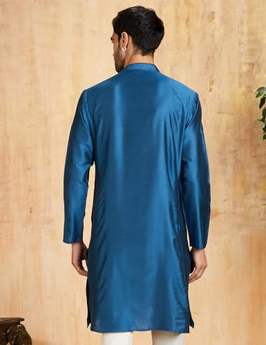 Image of Amazon Brand - Symbol Men Festive Solid Long Kurta (Regular Fit)