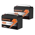 MHPOWOS 12V 100Ah LiFePO4 Deep Cycle Lithium Battery - Group 31, 1280Wh, 15000 Cycles, 100A BMS with Low-Temp Protection for RV, Marine, Solar, Trolling Motor, Off-Grid, 2 Pack (10-Year Lifespan)
