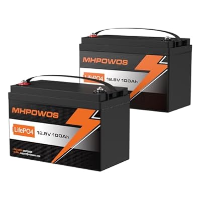 MHPOWOS 12V 100Ah LiFePO4 Deep Cycle Lithium Battery - Group 31, 1280Wh, 15000 Cycles, 100A BMS with Low-Temp Protection for RV, Marine, Solar, Trolling Motor, Off-Grid, 2 Pack (10-Year Lifespan)