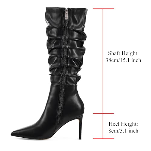 Elisabet Tang Women's Mid Calf Boots Pointed Toe Tall Boots 3 In Stiletto High Heel Sexy Long Boots Side Zipper Fashion Dress Shoes2