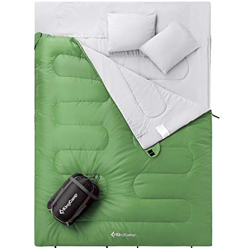 KingCamp Queen Size 3-Season Sleeping Bag 26 F/-3C with 2 Pillows and Compression