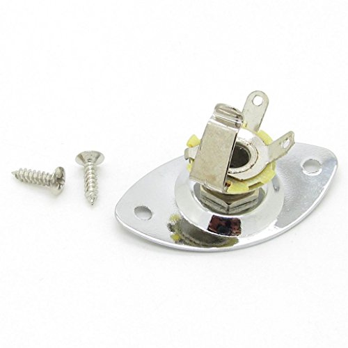 Chrome Oval Indented 6.35Mm Guitar Pickup Output Input Jack Plug #TOP1