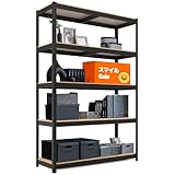 HOMEDANT House 組立簡単 高耐荷重 ラミネート スチールラック キッチン 5段 幅120 奥行40 高さ180 ブラック ホームダント 高さ調整可能 棚 収納棚 メタルラック クローゼット ガラージ オフィス 業務用 重量物