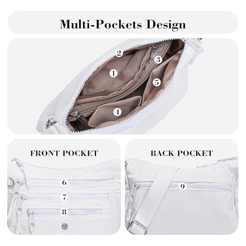 Image of AOCINA Nylon Crossbody Bags for Women Multi Pocket Cross Body Purses | Lightweight Cross Body Bag for Woman with Compartments Lots of Pockets Ladies Messenger Shoulder Handbag for Everyday Travel