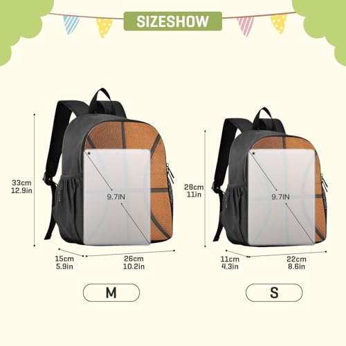 Basketball Texture Brown Kids Backpack for Boys Girls Kindergarten School Backpack for Kids Toddler School Bookbag Age 3-62