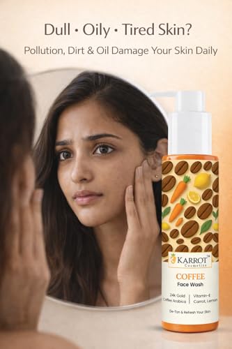 Image of KARROT Coffee De-Tan Face Wash for Oily Skin | Deep Cleansing Face Cleanser for Tan Removal, Oil Control & Glowing Skin | Brightening Facial Wash with Coffee, Lemon & Vitamin E | Men & Women - 100ml