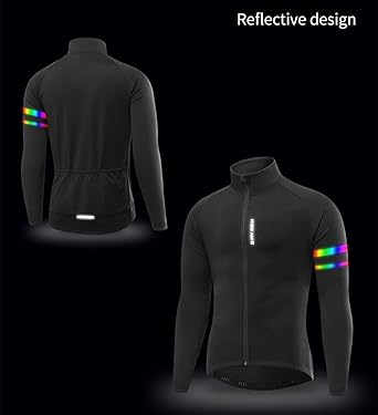 WOSAWE Cycling Fleece Jacket Mens Windproof Thermal Biking Coat Reflective for Autumn Winter