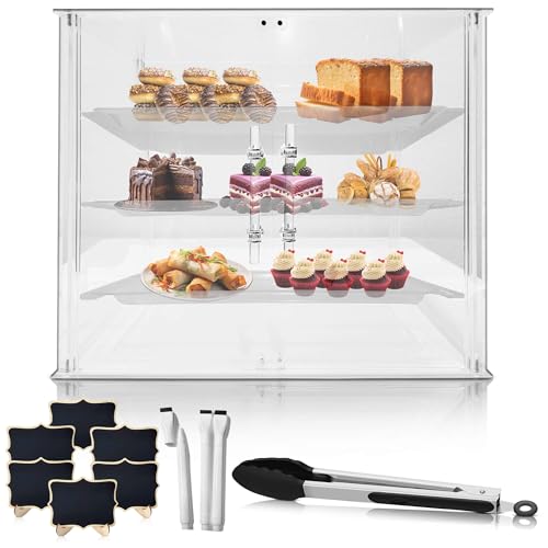 Savvy Life BDC-002AP Commercial Countertop Bakery Pastry Display Case - Heavy Duty, Sturdy Stable Clear Acrylic, Upgraded Finish, Stainless Steel Handles, Easy Assembly, Food Tongs cover