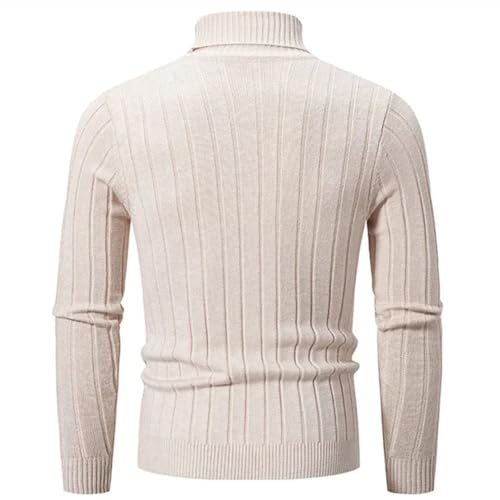 Men’S Solid Color Thread Slim Fit Turtleneck Knit Pullover Sweater Long Sleeve Casual Jumper Top3