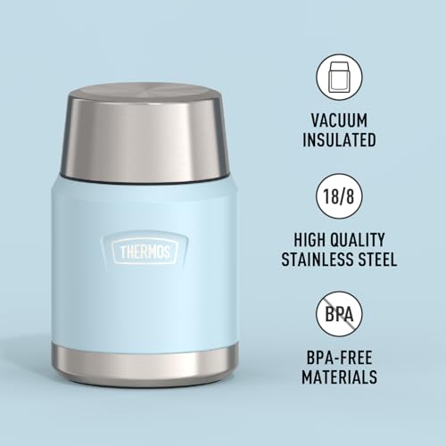Image of THERMOS ICON Stainless Steel Food Jar with Spoon, 16 Ounce, Glacier