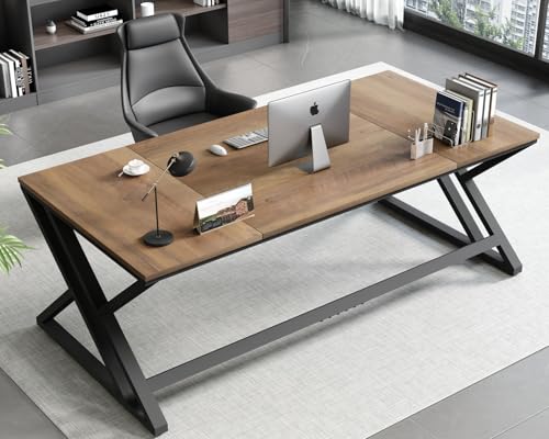 HSH Langer Schreibtisch für 2 Personen Großer Computertisch Industriestil Design Bürotisch PC Tisch Ideal für HomeOffice Büro und Schlafzimmer Stabiler Schreibtisch Rustikal 180cm