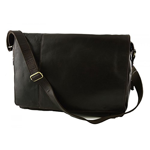Sac messenger en cuir véritable homme maroquinerie italienne brun foncé