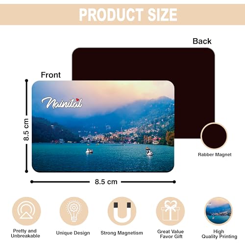 Image of Elegant Fridge Magnet with Themes |Rectangular Size Refrigerator Magnet with Magnetic Rubber Back | Pack of 1, 8.6cm X 5.4cm (Nainital)