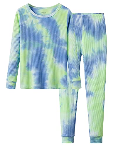 Topgal Little & Big Girls Boys Unisex Cotton Rib Tie-dye Pajama Long Sleeve Set Size 4T-14