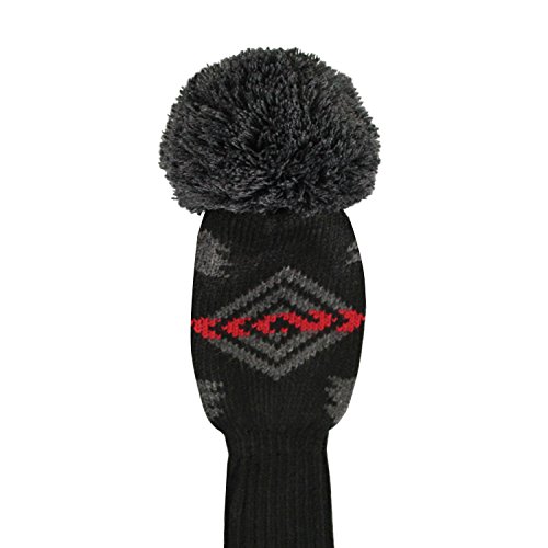 Scott Edward Grey Red Black Abstract Pattern Golf Head Covers Set Of 3 Wood Clubs, With Rotating Number Tags #TOP4