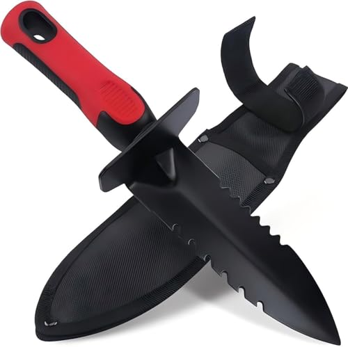 Heavy Duty Metal Detecting Shovel Double Serrated Edge Shovel Digger Tool with Sheath Ideal for Metal Detecting Gardening & Loose Soil Planting