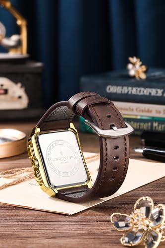 Image of London Fog Mayfair Collection Analog Watch for Men with Square Dial, Crystal Hour Accents, Date Display, Quartz Movement and Leather Strap - LFM10004