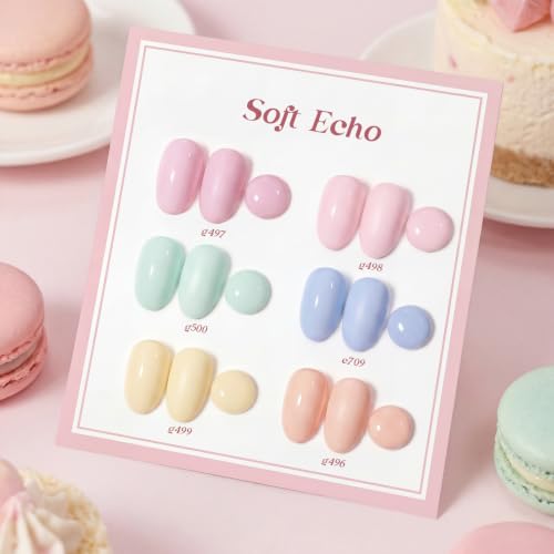 Image of Beetles Pastel Gel Polish Set, Soft Echo 6 Colors UV Gel Nail Polish