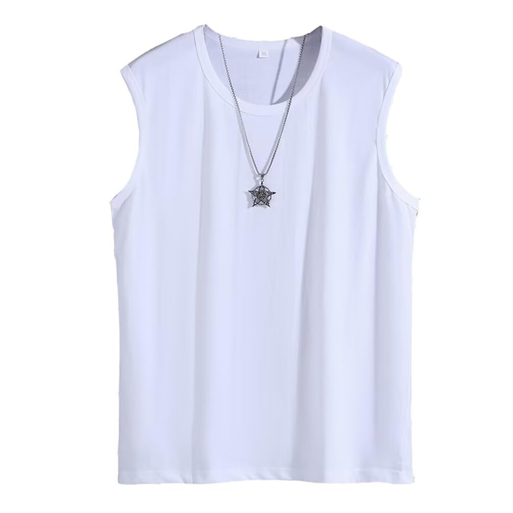 [Trysimple] Tシャツ メンズ ノースリーブ カットソー 袖なしTシャツ 綿t ビッグT スウェット 肌着 柔軟 通気 吸湿 快適 ～12XL 丸首