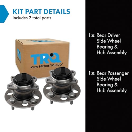 Image of TRQ Rear Driver and Passenger Side Wheel Bearing and Hub Assembly Set 2 Piece Compatible with 2015-2018 Toyota Yaris